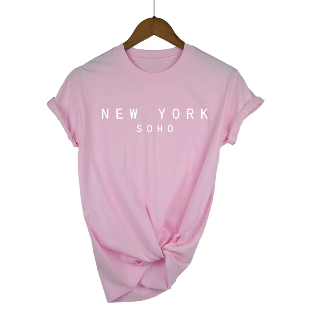 Женские хлопковые футболки с надписью New York Soho повседневные Забавные для девушек