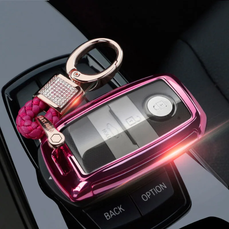 pink with buckle Чехол для автомобильного ключа, держатель для смарт-ключа, чехол для Kia KX3/KX5/K3S/RIO/Ceed/Cerato/Optima/K5/Sportage/Sorento, автомобильный Стайлинг L72 - Название цвета: pink with buckle