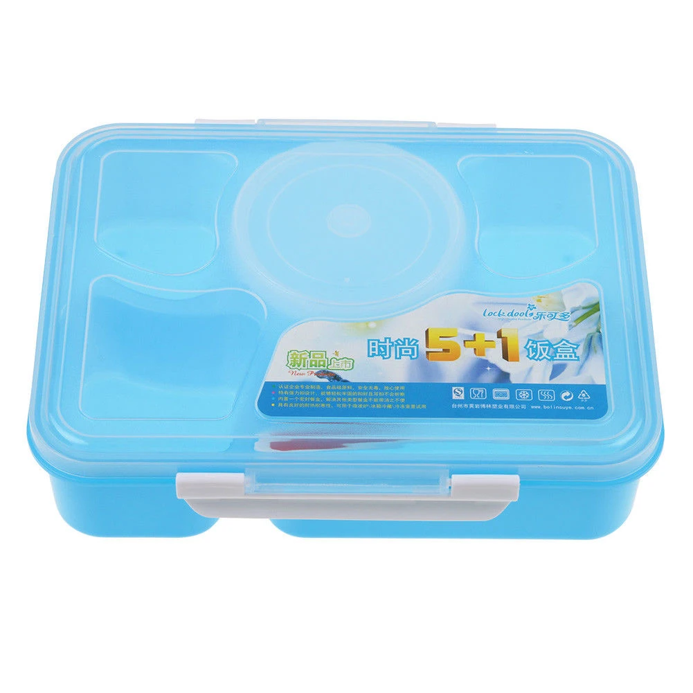 Bento Box пластик 5 отсеков Ланч-бокс безопасный для микроволновой печи с йогуртом