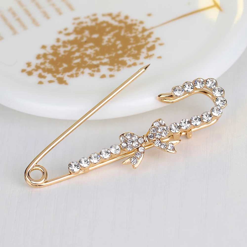 Классический белый кристалл лук мусульманский шарф хиджаб Шпильки Модные