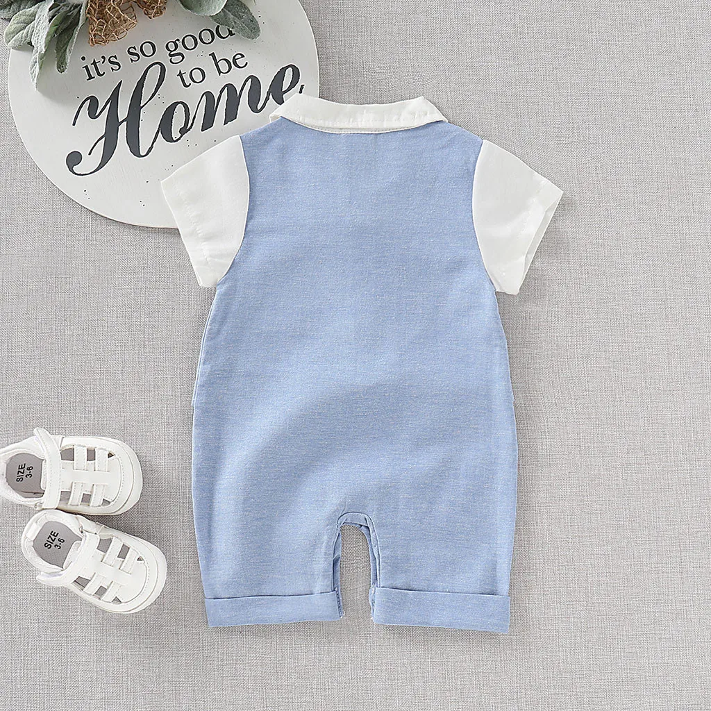 Джентльменский комбинезон с короткими рукавами для маленьких мальчиков