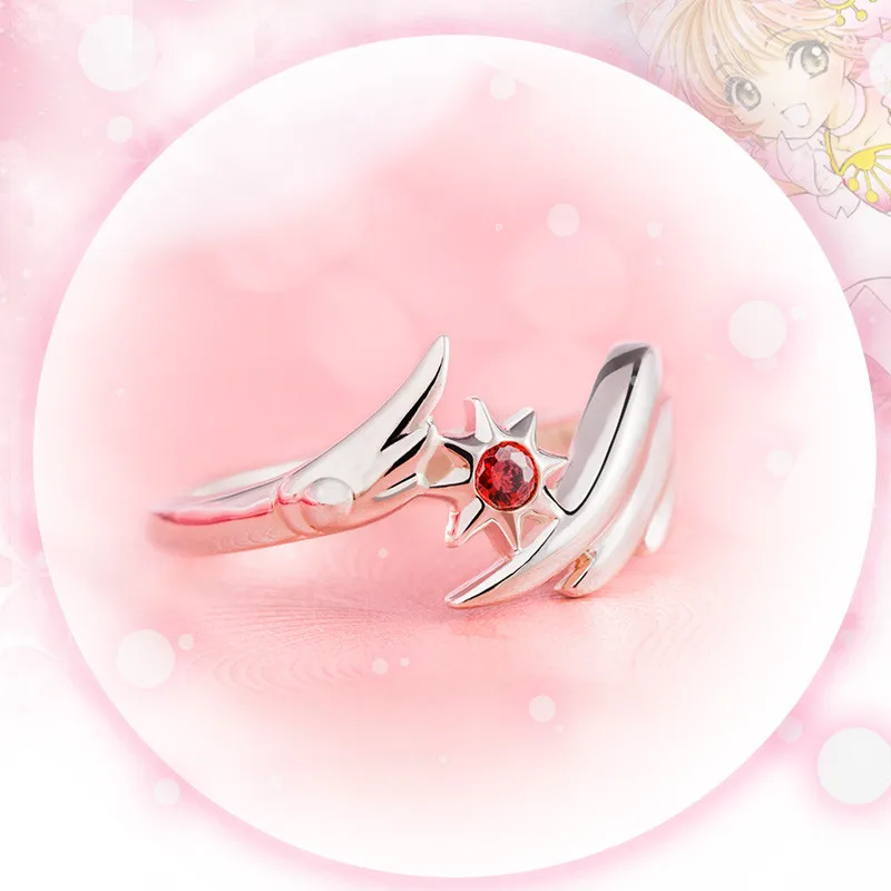 Аниме карта Captor кольцо с цветком сакуры Косплей Повседневный подарок США Размер 8