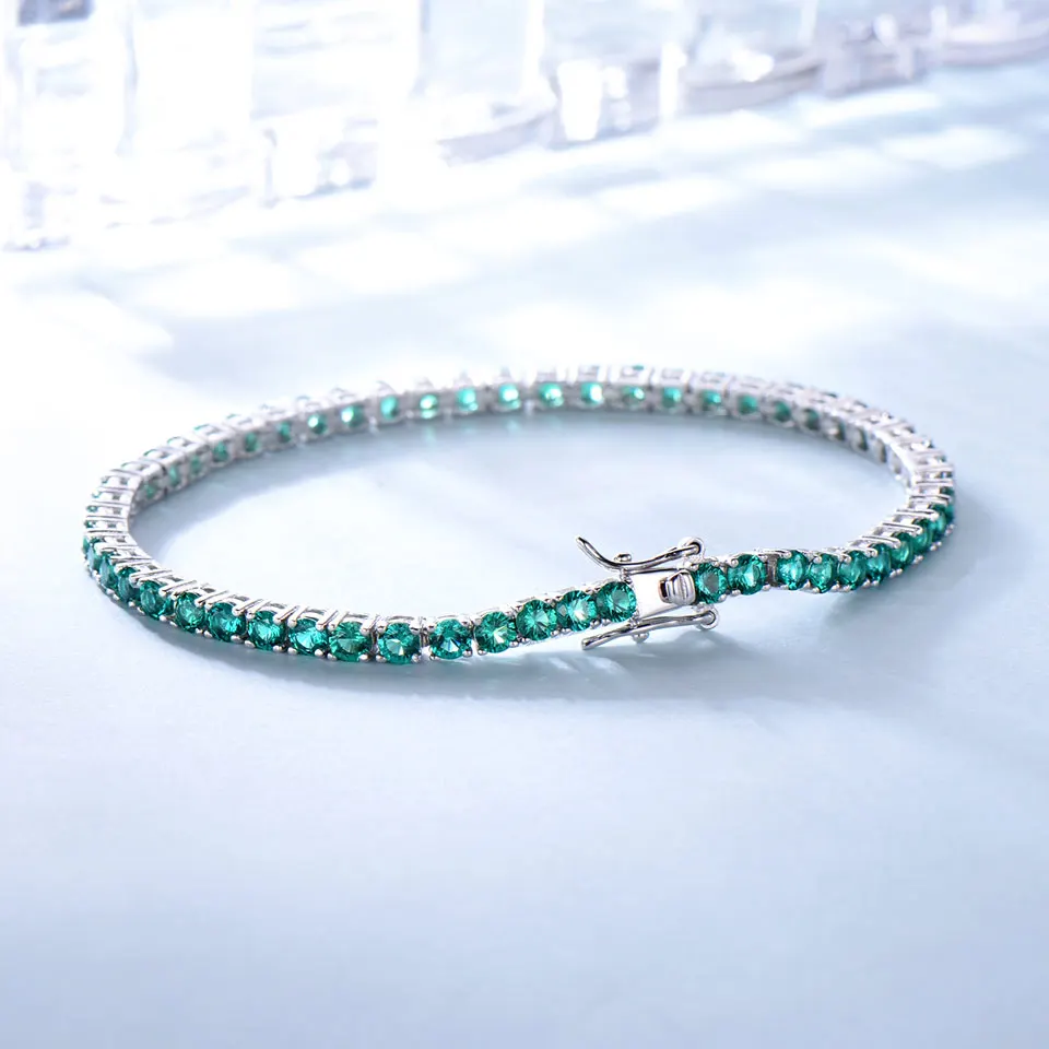 UMCHO 8.1ct Роскошные изумрудные браслеты для женщин 925 пробы Серебряный браслет камень Романтическая свадьба зеленый драгоценный камень ювелирные изделия