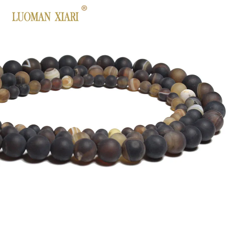 Wholesale Natural Dull Polish Stripe Agat Matte Round Stone Beads For Jewelry Making DIY Bracelet Material 6/8/10mm Strand 15'' |