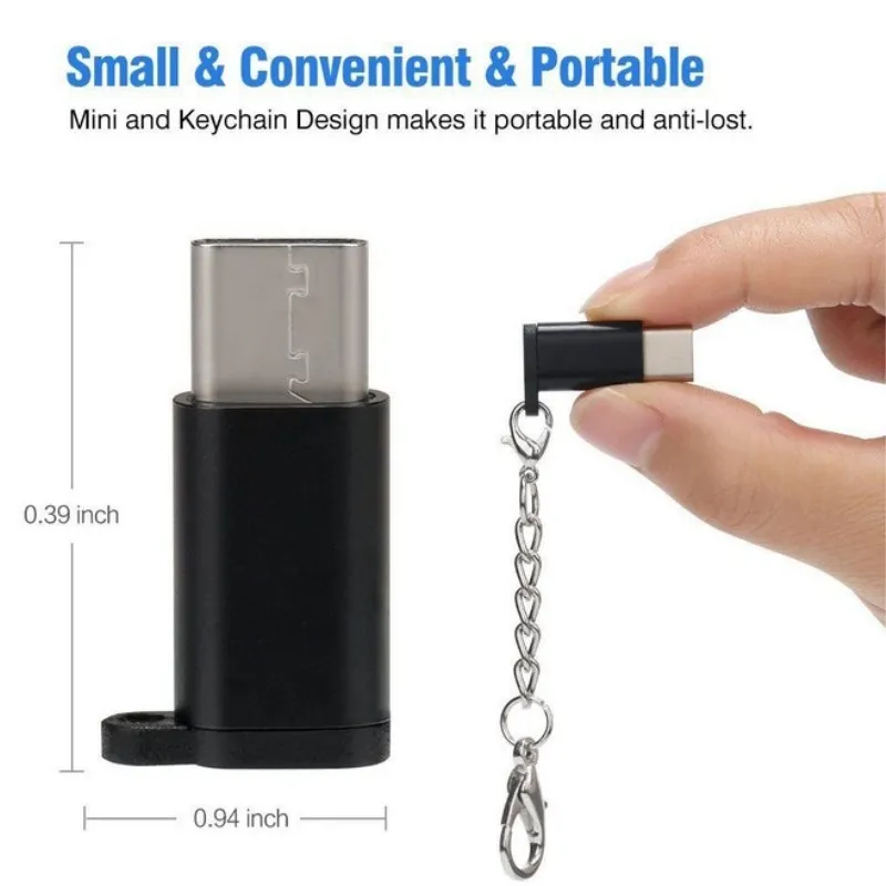 10 шт. USB Type C адаптеры штекера к микро usb разъему с брелком для синхронизации