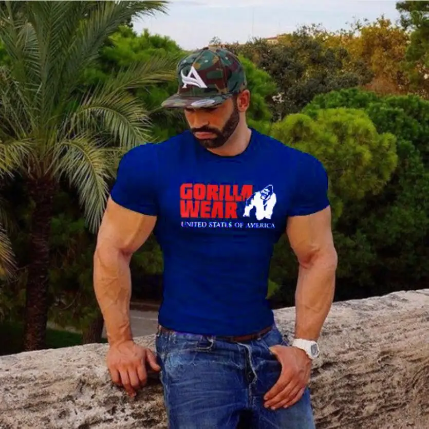 Summer Men's T-shirt animal cartoon printed Hip Hop Fitness Men Shirt Bodybuilding Tee Short Sleeve Muscle Tops Stylish | Мужская