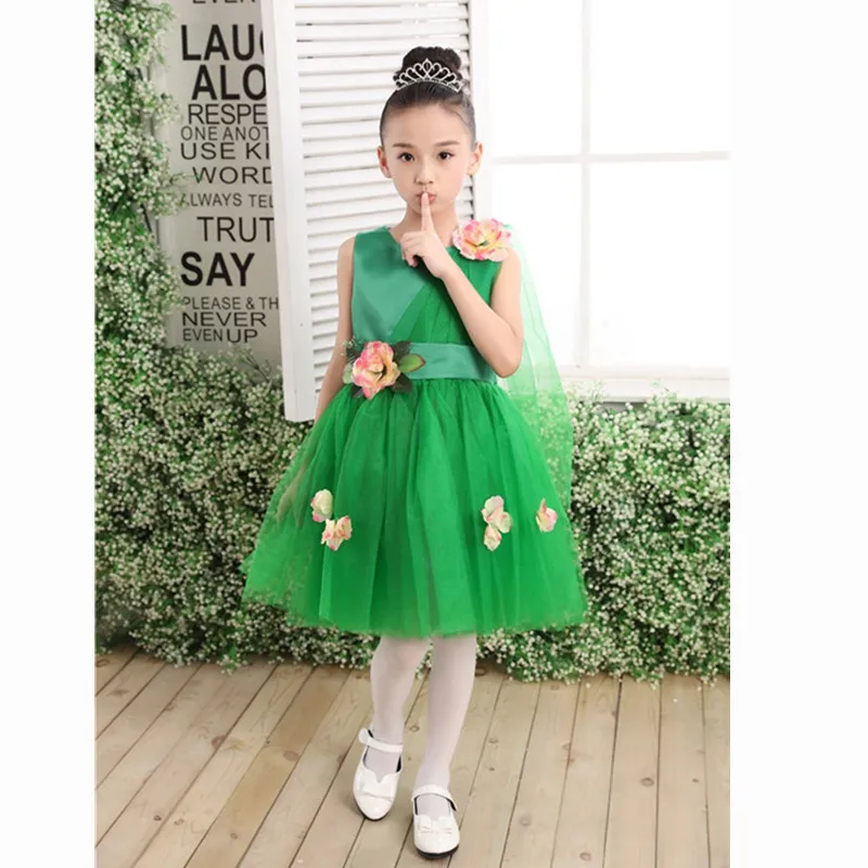 Зеленые костюмы Феи для девочек Платье на Хэллоуин Авеню Neverland Garden fairy Детский