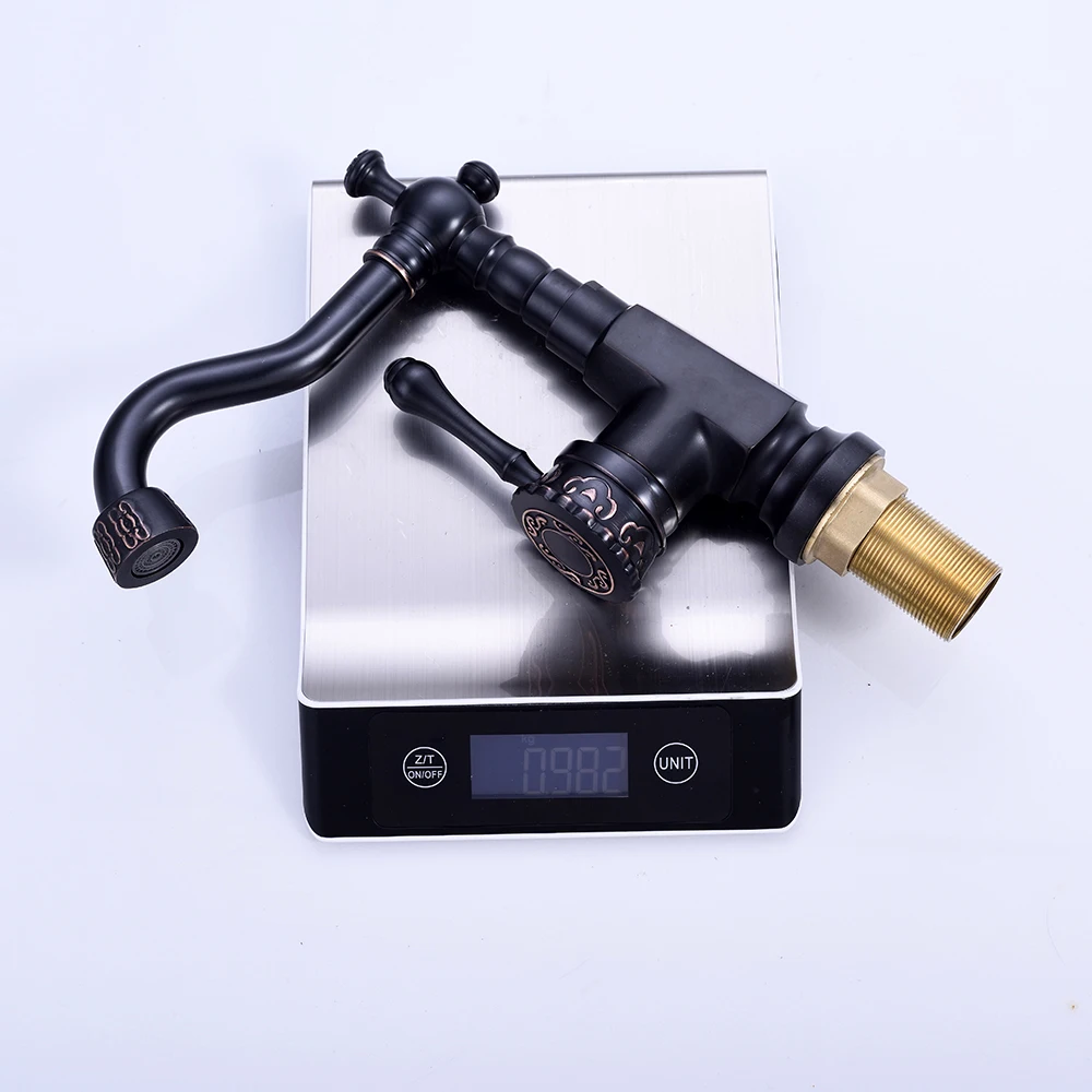 

Basin Faucets Black Antique Painting Brass Bathroom Faucet Grifo Lavabo Tap Rotate Single Handle Hot Cold Water Mixer Taps Crane