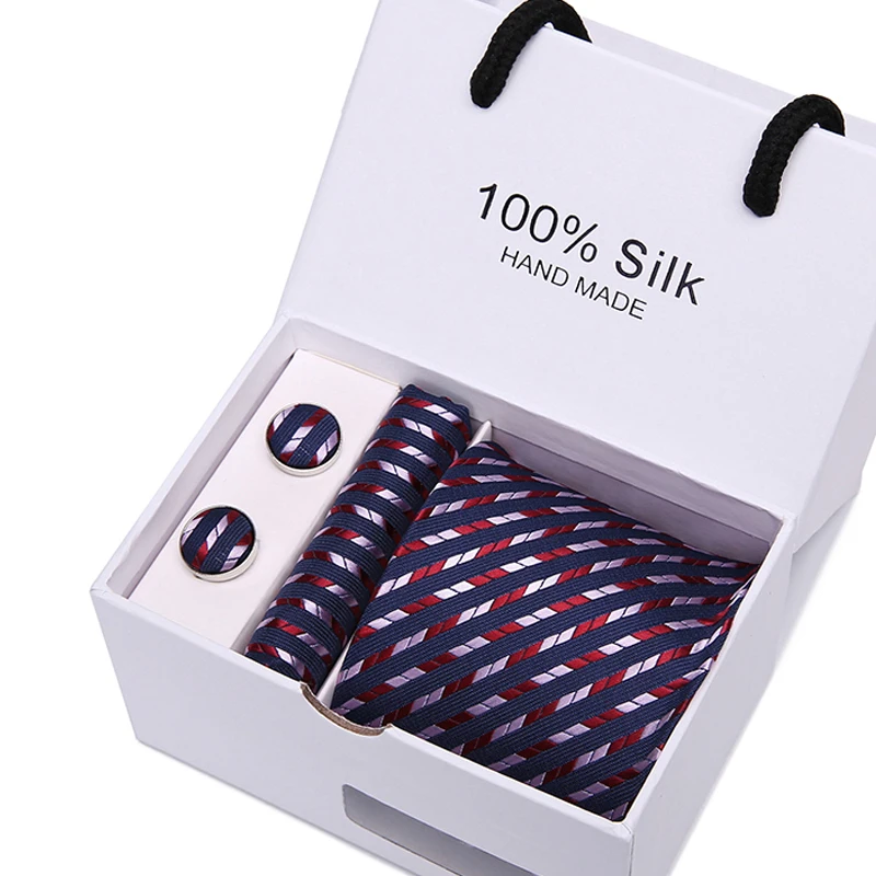 Оптовая продажа галстука Hanky запонки в коробке 60 стилей новинка жаккардовые