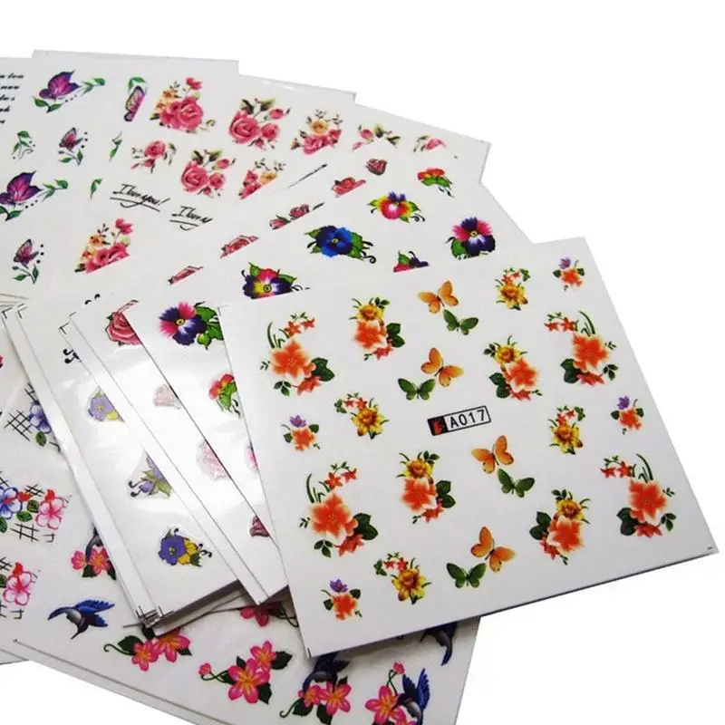 50PCS 50 листов/много стилей смешивания цветок абстрактного искусства наклейки для ногтей Лаванда ногтей переводные наклейки воды наклейки DIY маникюр - Цвет: 50PCS