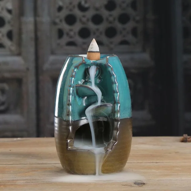 K15 with 10cones Достаточно курильница с 10 шт пирамидки благовоний керамический держатель для благовоний водопад - Цвет: K15 with 10cones