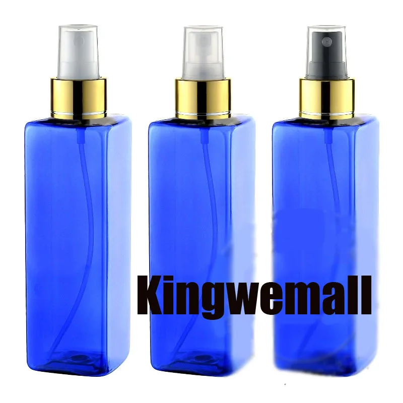 

300PCS/LOT-250ML Spray Pump Square Bottle, Blue Plastic Cosmetic Container,Empty Perfume Sub-bottling with Mist Atomizer