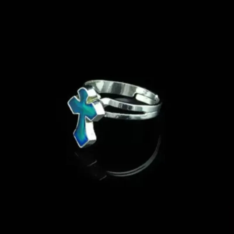 Нержавеющей кольцо меняющее цвет настроение крест кольцо|Кольца| |