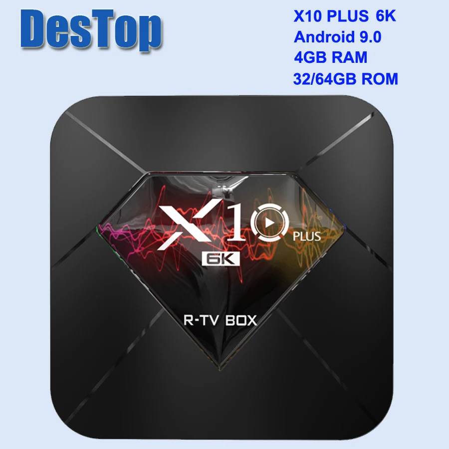 X10 Plus ТВ приставка Android 9,0 4 Гб+ 32 ГБ/64 Гб Allwinner четырехъядерный WiFi 3D телеприставка