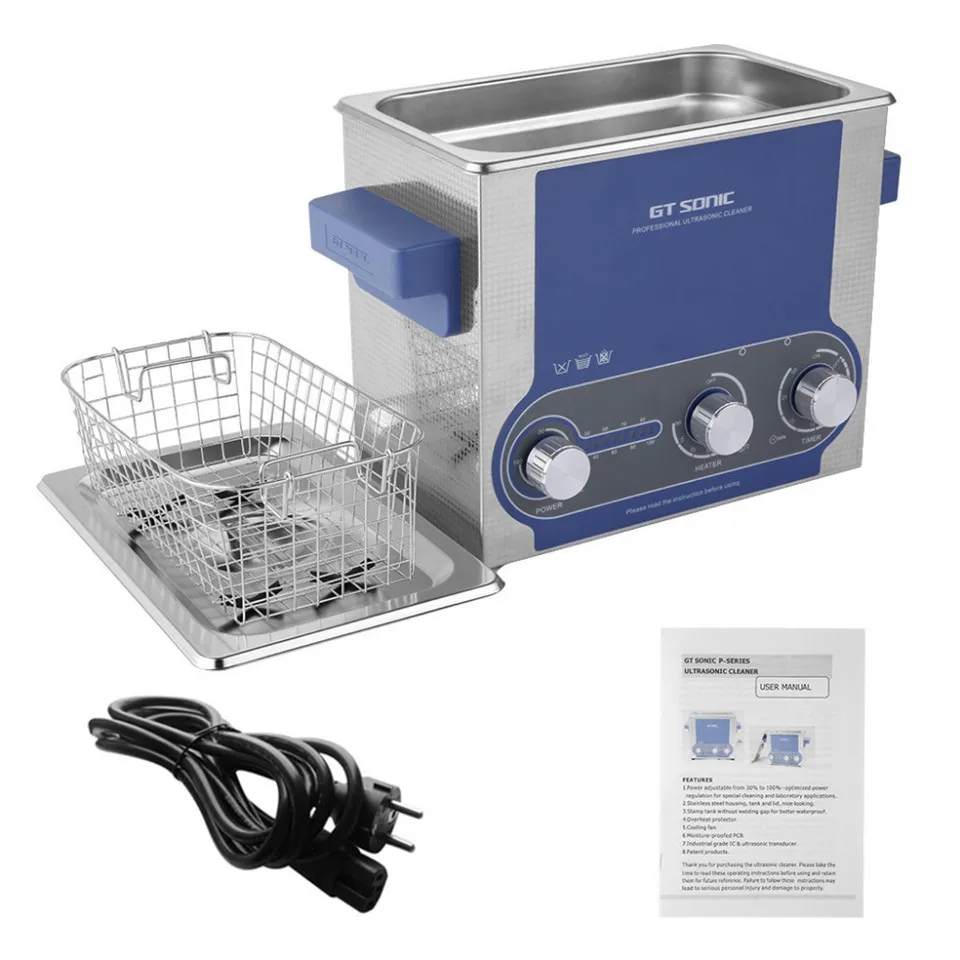 GT sonic P3 Ultra sonic очиститель, 3л нагреватель, таймер, регулируемая мощность, нержавеющая емкость для ванны, ультра звуковая ванна для чистки ювелирных изделий, корзины