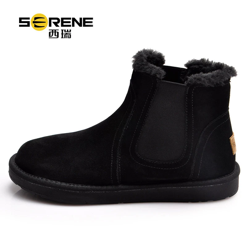 зимние ботинки мужские из коровьей замши дышащая обувь Slip on Мужские Зимние