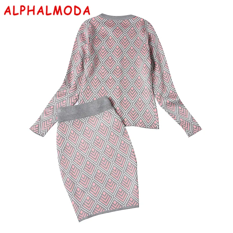Женский вязаный кардиган ALPHALMODA элегантный комплект одежды в офисном стиле с