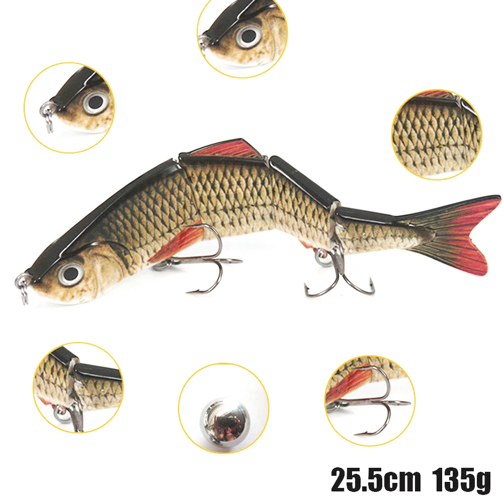 25cm 135g New Artificial Bait Big Fishing Lure 4 Segment sinking Swimbait Crankbait Hard Slow Game Fish | Спорт и развлечения