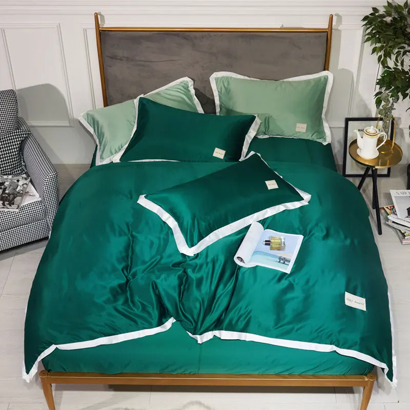 100% Washed Cotton Duvet Cover Set 4 Piece Soft Bedding with Buttons Closure. Solid Color Pattern Queen Size | Дом и сад