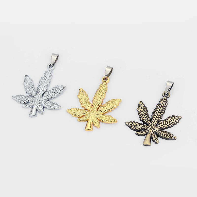 

2PCS Fashion Antique Pot Weed Maple Leaf Charms Pendants for DIY Necklace Jewelry Finding