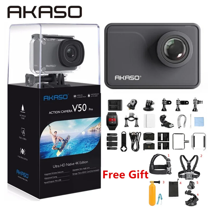 accessaries AKASO V50 Pro WiFi Экшн-камера родная 4 K/30fps 20MP D 4K WiFi Пульт дистанционного управления спортивная видеокамера DVR DV go Водонепроницаемая pro - Цвет: accessaries