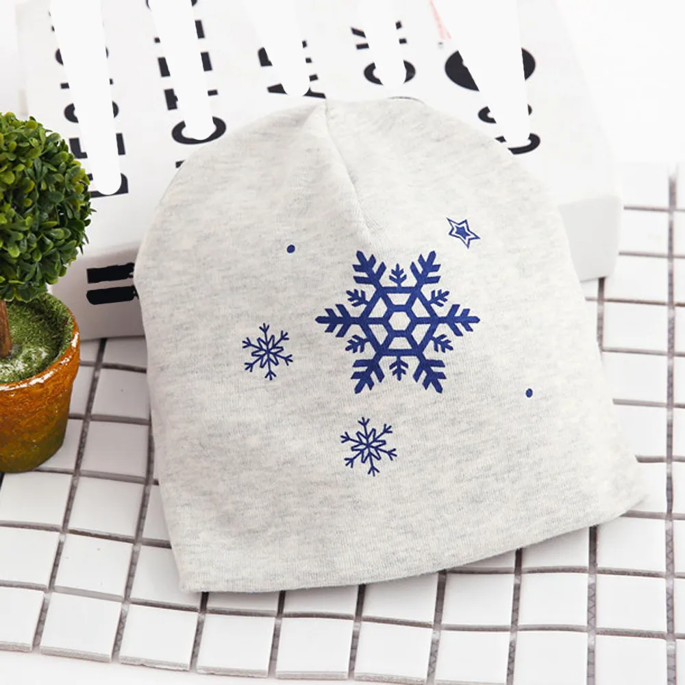 0-6Yrs Baby Hats Cotton Snowflake Printing Infant Hat Toddler Autumn Winter Children's For Boy Girl Beanie Caps Newborn BTTF | Детская