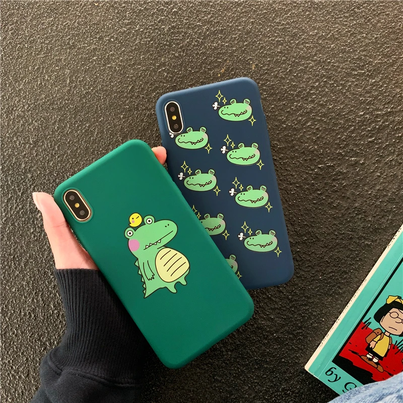 Cute cartoon dinosaur pure color soft shell phone Case For Apple iphone 6 6s 7 8 Plus X XS XR MAX |