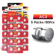50 шт./лот Panasonic LR41 кнопочная ячейка Батарея SR41 AG3 G3A L736 192 392A трансформаторного двигателя Mn-Zn/MnO2 1,5 V Литиевые Батарейки-таблетки LR 41