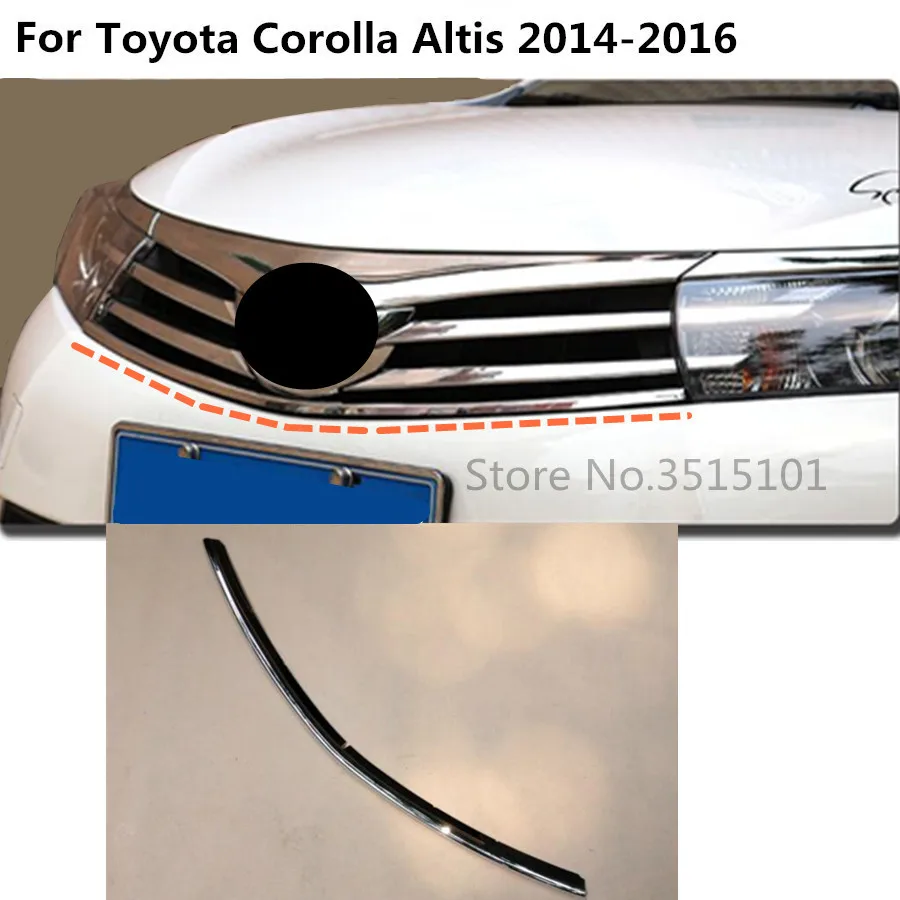 

car Styling protection ABS chrome trim Front up Grid Grill Grille moulding panel 1pcs For toyota Corolla Altis 2014 2015 2016