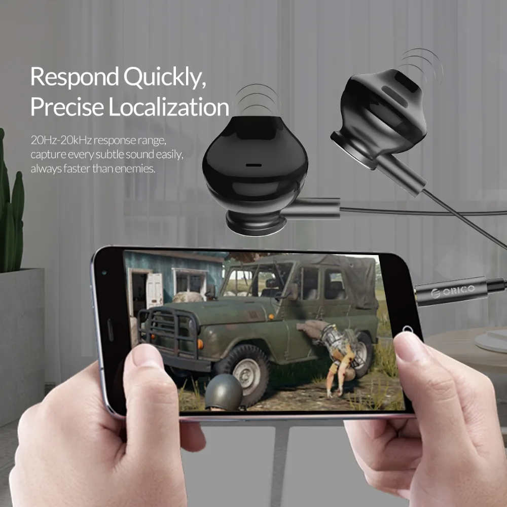 ORICO вставные проводные наушники Hi Fi стерео игровые с микрофоном для samsung iPhone huawei