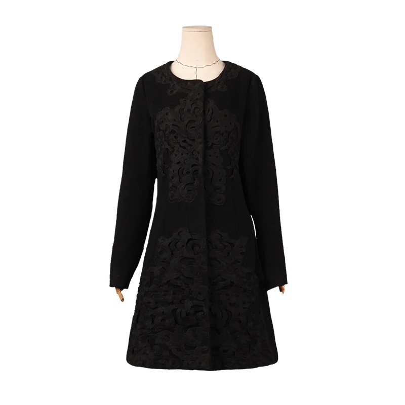 ARTKA женское осенне зимнее винтажное пальто с О вырезом и длинным рукавом на