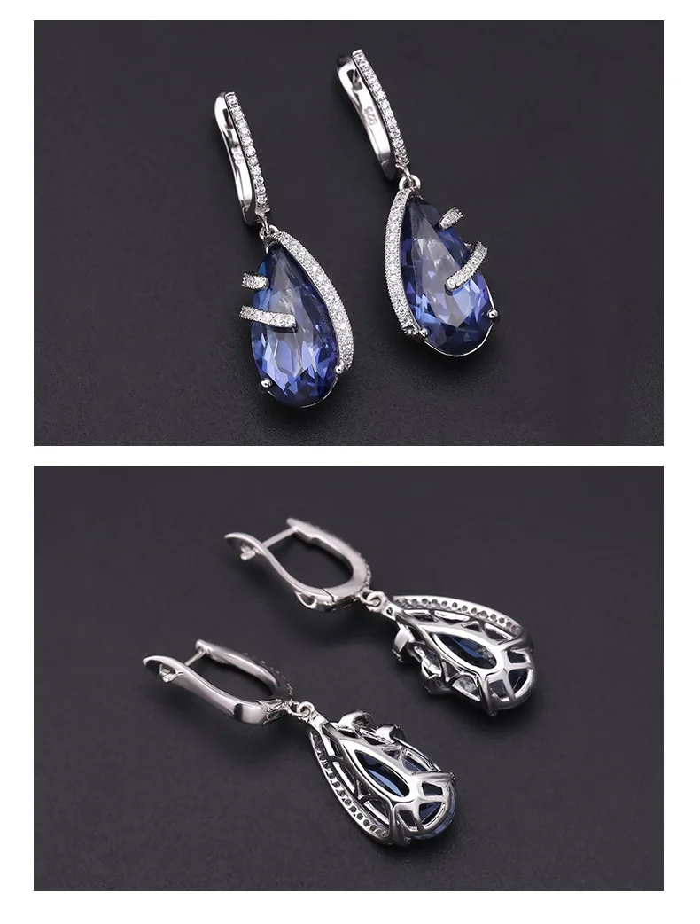 Gem's Ballet 15.78Ct натуральный иолит синий мистический кварцевый камень 925 пробы серебро женские Винтажные висячие серьги хорошее ювелирное изделие