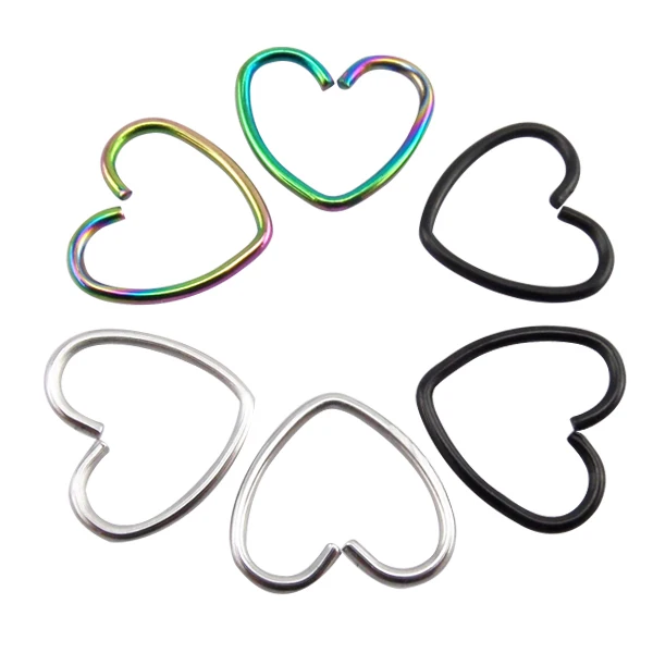 Кольцо для пирсинга из нержавеющей стали 316L 6 шт./лот 3 цвета|septum ring|piercing ringheart daith |