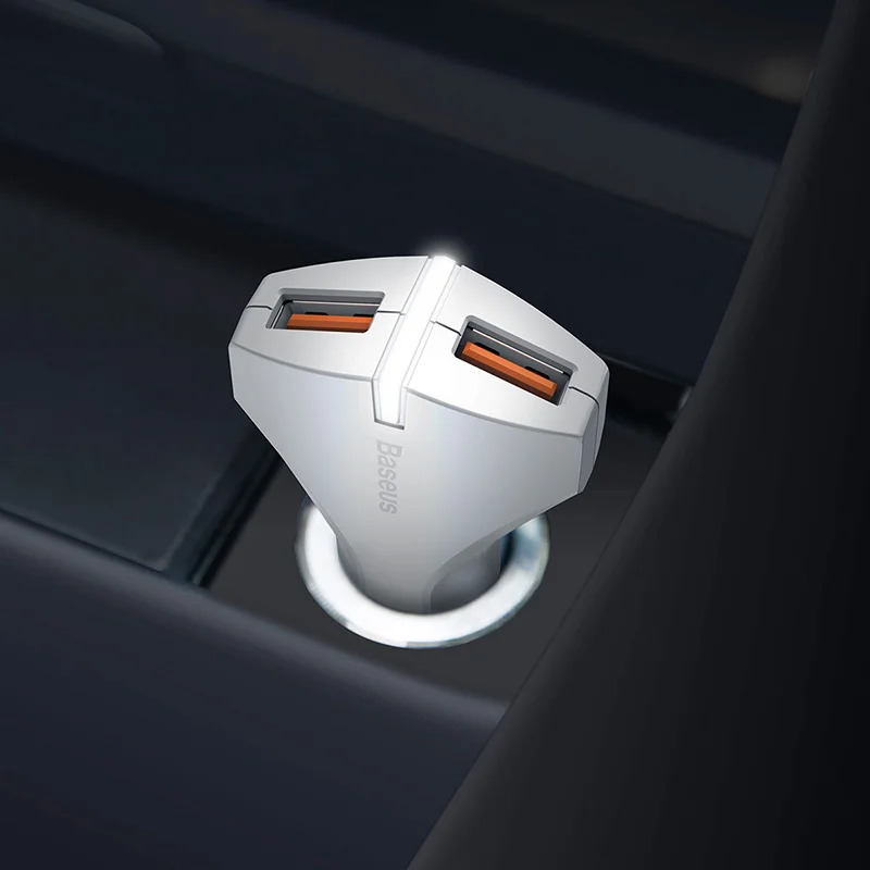 Автомобильное зарядное устройство Baseus Quick Charge 3,0 5V3A QC3.0 Turbo быстрая зарядка автомобильное зарядное устройство двойной USB Автомобильное зарядное устройство для мобильного телефона iPhone 7 X