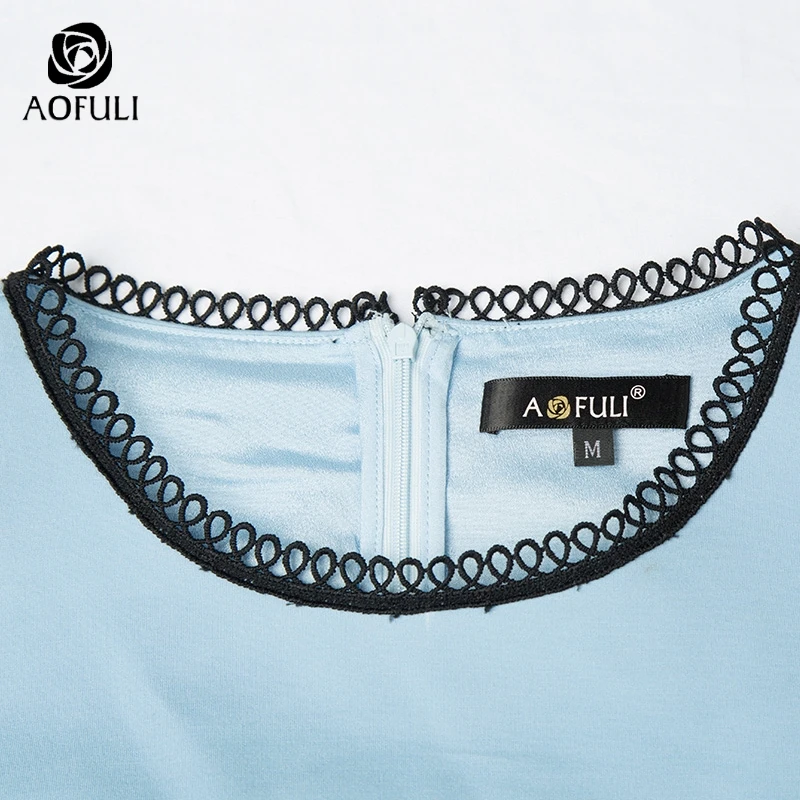 AOFULI L-Xxxl 4xl 5xl с рисунком плюс размер платье длинными рукавами котами лоскутное