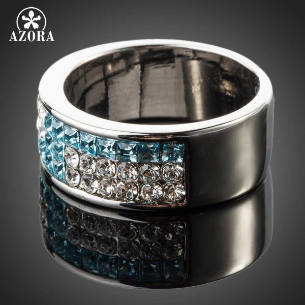 Голубое и прозрачное кольцо Stellux из австрийского хрусталя AZORA TR0083|austrian crystal