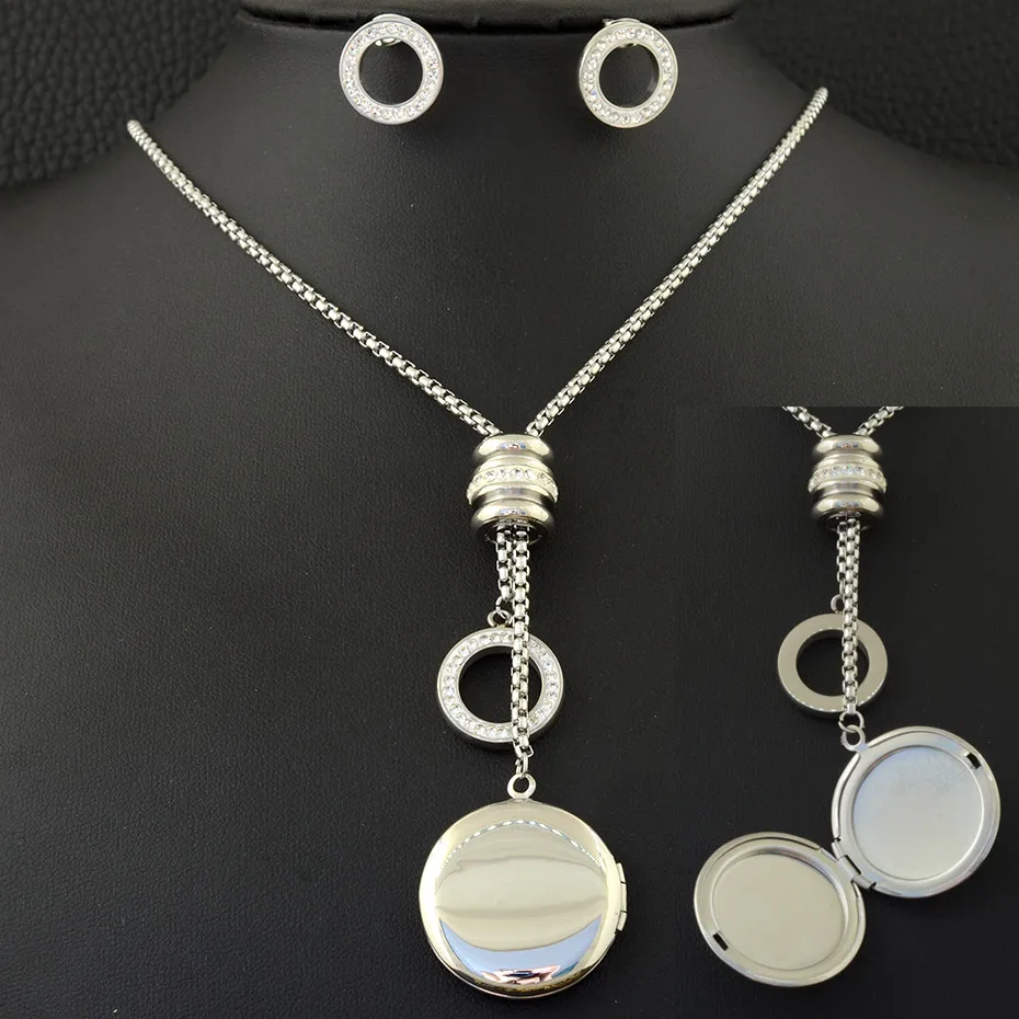 Модные Ювелирные наборы из нержавеющей стали серьги ожерелье круглый крест