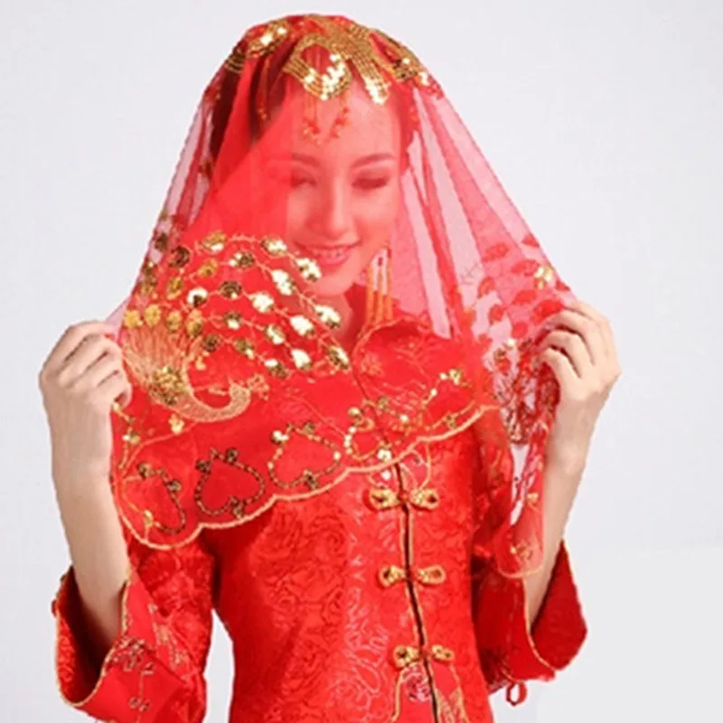 Свадебные принадлежности красная вуаль для невесты Высококачественная