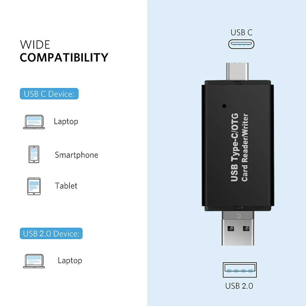 KEBIDU высокоскоростная r 3 в 1 OTG карта Reade Type C micro USB USB2.0 универсальная TF/SD для Android