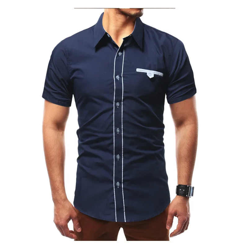 Unpadupe 2019 Мужская рубашка индивидуальное пороговое платье короткий рукав Slim Fit Camisa