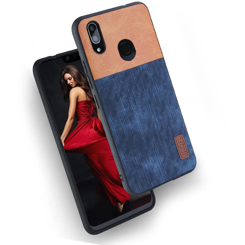 blue with brown Для huawei Nova 3 чехол для huawei Nova 3 чехол силиконовый Джинсы Кожа Nova3 первоначально Mofi для huawei Nova 3 случае 360 Fundas - Цвет: blue with brown