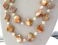 double white pearl orange south sea shell necklace aaa style fine noble real natural free shipping