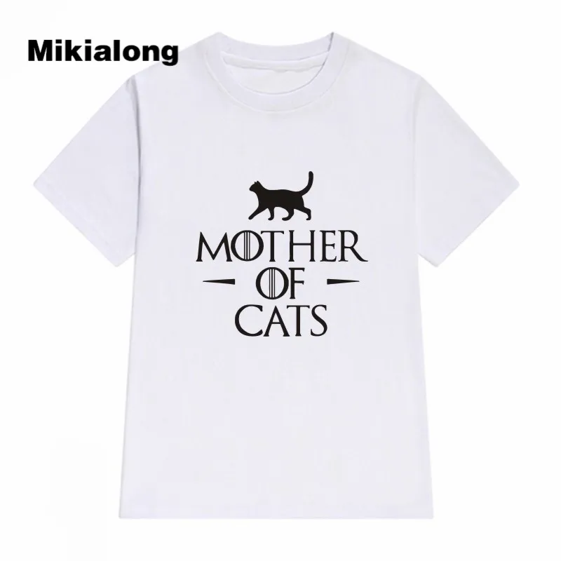 Cat Футболка Для женщин мать кошек печатных женский футболка каваи милые летние топ, футболка, рубашка Femme черный, белый цвет Camisetas Mujer