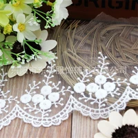 15yard8 5cm embroidery flowers lace fabric for decration white lace for crafts supplies diy clothing wedding accessories