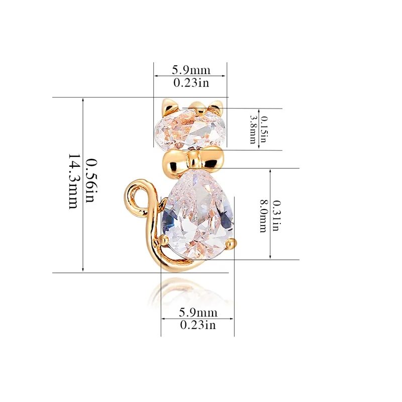 Желтое Золото Цвет милый котенок Товары для кошек бабочка узел CZ Серьги гвоздики