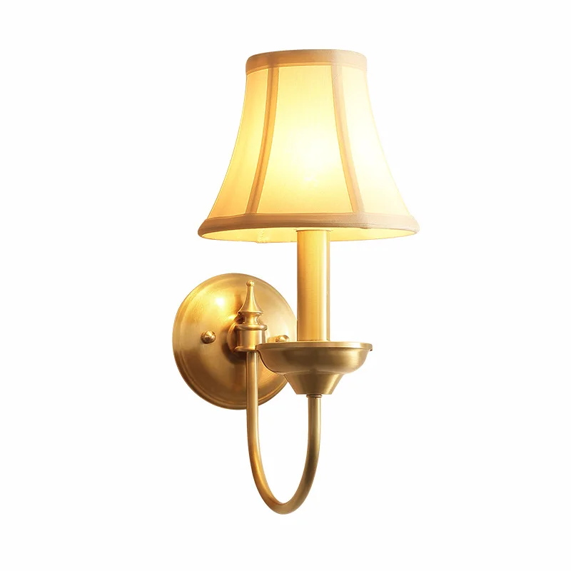 

Luminaria Post Modern Copper Bedroom Bedside E14 LED Wall Sconce American Simple Aisle Stairs Deco Wall Light Fixtures