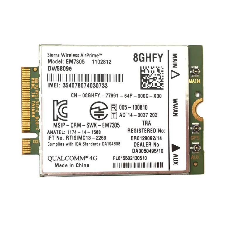 100% Оригинальный EM7305 DW5809e GOBI5000 4G LTE модуль NGFF wwan карта для DELL Latitude 7214 7350 7414 Venue 8 Pro 5855