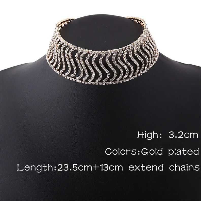 SSchoker gold Ювелирное ожерелье-чокер с кристаллами, роскошное массивное чокерское ожерелье s для женщин, трендовые аксессуары на шею, модные ювелирные изделия - Окраска металла: SSchoker gold