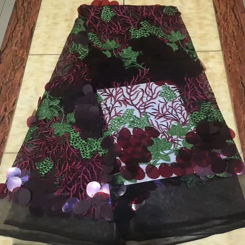Flower Applique Lace Fabric With Sequins French African Mesh Net Guipure Red For India Dress Nigeria Swiss Voile Tulle | Дом и сад