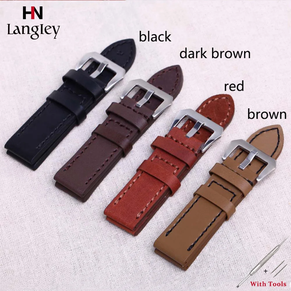 

Genuine Leather Watchband For Wristwatch Straps 20mm/22mm/24mm/26mm Comfortable Breathable Sweatproof Watches Straps Accessories